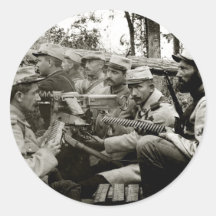 Équipage français de mitrailleuse de WWI Autocollant Rond