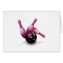 Équipe de bowling - boule et goupilles carte de vœux