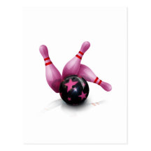 Équipe de bowling - boule et goupilles carte postale
