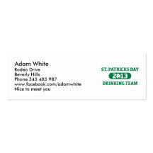 Équipe potable 2013 du jour de St Patrick Modèle De Carte De Visite