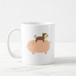 Équitation de singe de bébé sur un porc mug