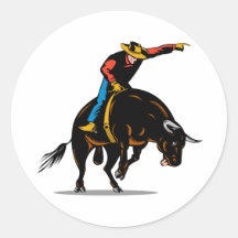 Équitation de taureau de cowboy de rodéo autocollants