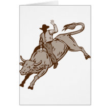 Équitation de taureau de cowboy de rodéo cartes de vœux