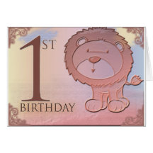 Ęr anniversaire de lion amical cartes de vœux