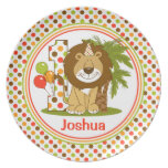 Ęr anniversaire de lion mignon assiette pour soirée