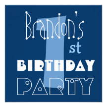 Ęr bleu de l'anniversaire de l'enfant moderne nomm invitations