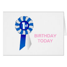 ęr Carte bleue et blanche d'anniversaire de rosett