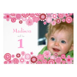 ęr Carte photo rose d'invitation de partie d'anniv invitations