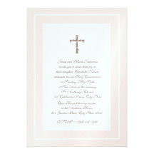 ęr De communion rose et Brown doucement Invitations