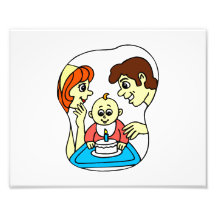 Ęr graphique d'anniversaire de bébé avec la famill  tirage photo