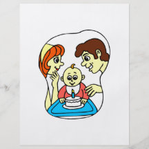 Ęr graphique d'anniversaire de bébé avec la famill prospectus personnalisés