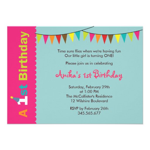 ęr Invitation de fête d'anniversaire pour des fill