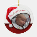 Ęr Noël du bébé - ornement de photo de chapeau de 