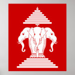 Erawan trois a dirigé le Laotien d'éléphant/drapea Poster