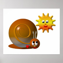 Escargot et soleil de sourire affiches
