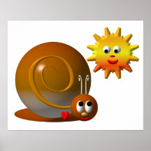 Escargot mignon avec le soleil de sourire posters
