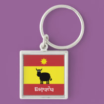 Espagnol mignon Taureau, Sun et drapeau porte-clés
