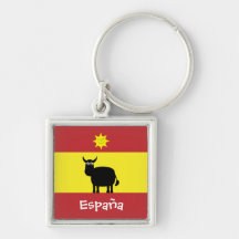 Espagnol mignon Taureau, Sun et drapeau Porte-clés