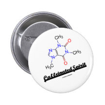 Esprit caféiné (molécule chimique de caféine) pin's avec agrafe