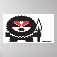Esquimau fâché - noir sur la lumière affiche