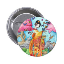 Été Maiko 2" bouton, art de Maiko de geisha Badge Avec Épingle