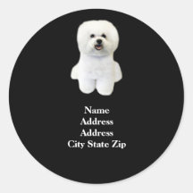 Étiquette de adresse de Bichon Autocollants Ronds