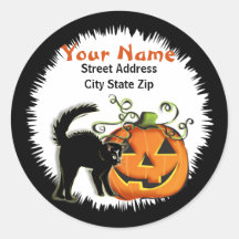 Étiquette de adresse de chat de Jack-o'-lantern N Autocollants