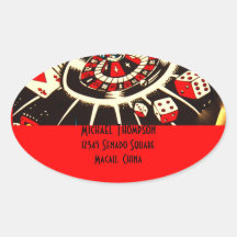 Étiquette de adresse de joueur de casino en rouge  autocollants