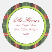 Étiquette de adresse de plaid de Noël Adhésif