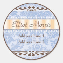 Étiquette de adresse floral bleu et orange de nais adhésif