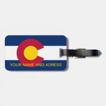 Étiquette de bagage avec le drapeau du Colorado, E Étiquettes De Bagages