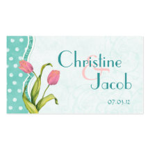 Étiquette de cadeau de faveur - tulipes roses chat cartes de visite personnelles