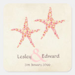 Étiquette de corail orange d'étoiles de mer de ros autocollants
