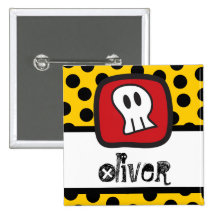 Étiquette de nom de partie de Halloween de crânes  Pin's