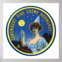 Étiquette fin de Normandie de crème de camembert Poster