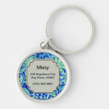 Étiquette florale bleue personnalisée d'identifica porte-clef