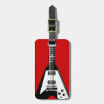 Étiquette noire/blanche de guitare de vecteur de b étiquette de bagages