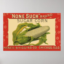 Étiquette végétal vintage, aucun un tel maïs de su posters
