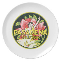 Étiquette vintage de bagage de Pasadena la Califor Assiette Pour Soirée