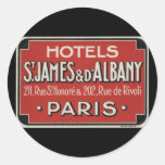 Étiquette vintage de bagage de voyage de Paris Autocollant Rond