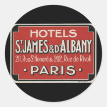 Étiquette vintage de bagage de voyage de Paris Autocollant Rond