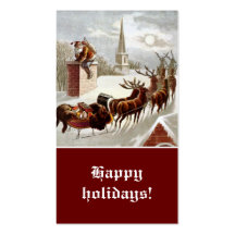 Étiquette vintage de cadeau de Sleigh de renne du  Modèles De Cartes De Visite