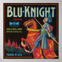 Étiquette vintage de caisse de chevalier bleu affiches