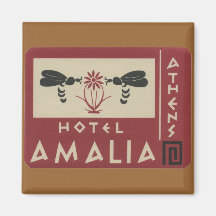 Étiquette vintage de voyage d'Amalia d'hôtel d'Ath Aimants