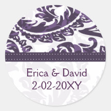 étiquette violet de monogramme autocollant rond