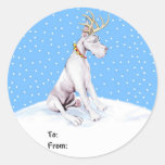 Étiquettes blanches de cadeau de Noël de renne de  Autocollants
