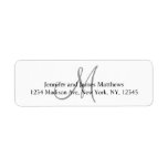 Étiquettes de adresse gris de retour de monogramme étiquettes d’adresse retour