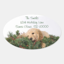 Étiquettes de adresse mignons de chien de Noël Autocollants