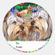 Étiquettes de cadeau de cadeaux de Noël de Yorkshi Autocollant