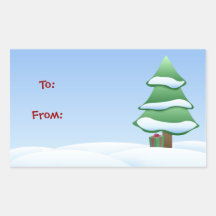Étiquettes de cadeau de scène d'hiver sticker rectangulaire